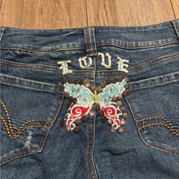 Vintage Y2K Younique Jeans with Butterfly Embroidery and Studs Details - Picture 3 of 11